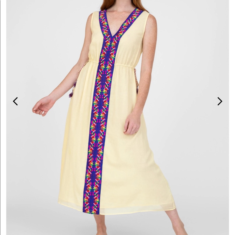 Pitusa Sleeveless Veronica Dress w/thick floral ribbon trim